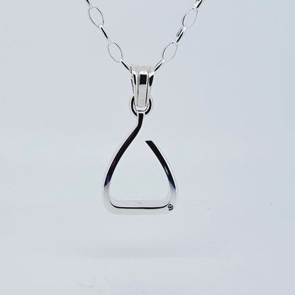 Silver Jump Stirrup Pendant. Set with one diamond. 