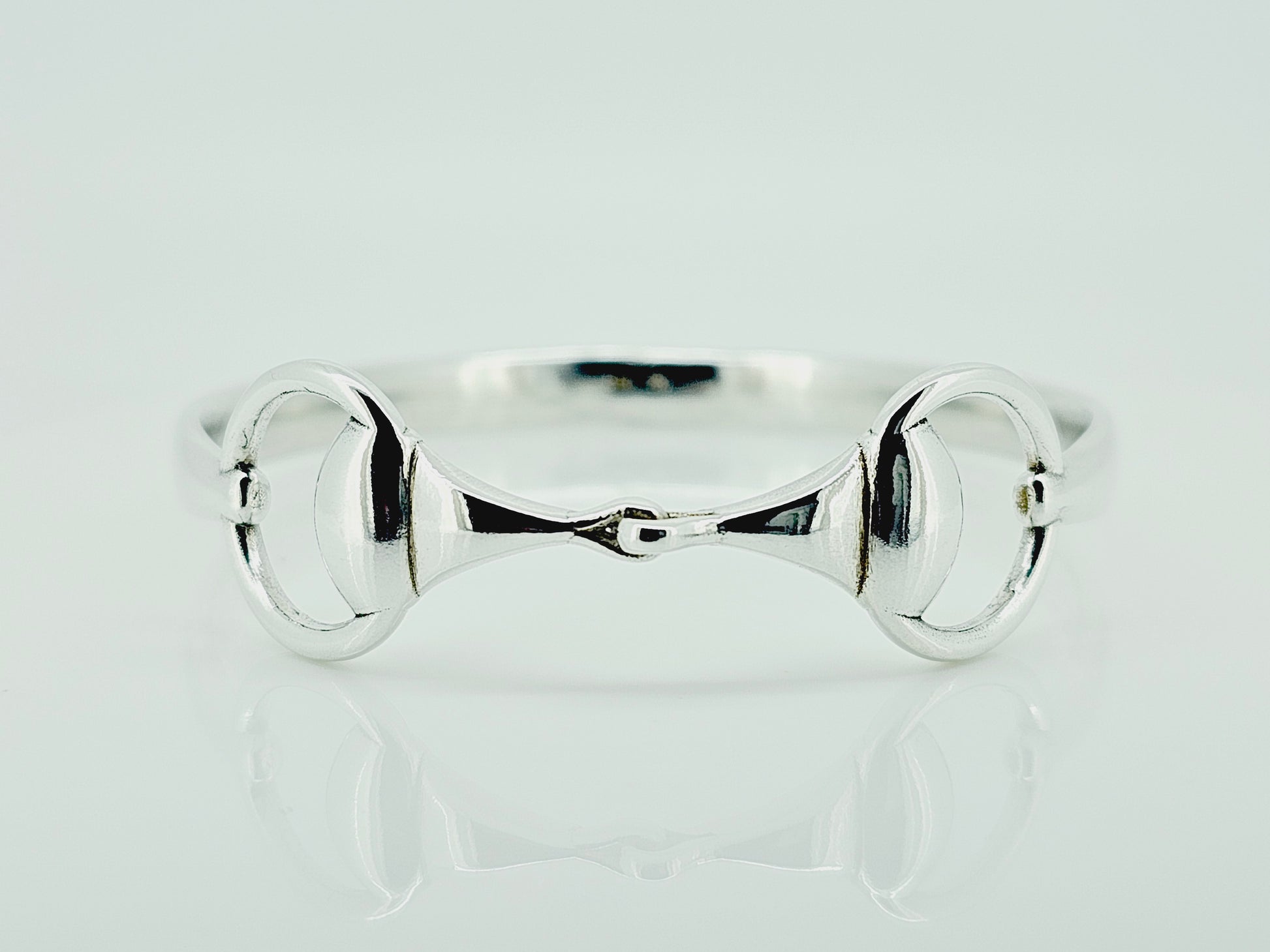 The most popular Crawford Hill bangle. The Snaffle Bangle in sterling silver. 