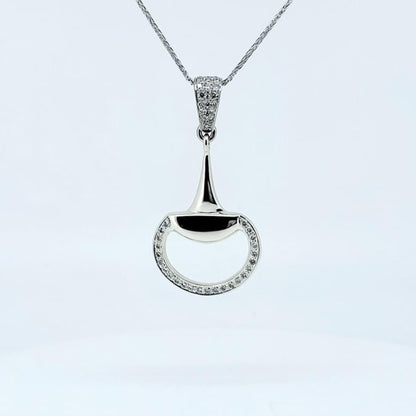 Diamond set snaffle pendant in white gold by Crawford Hill Equestrian Jewellery.