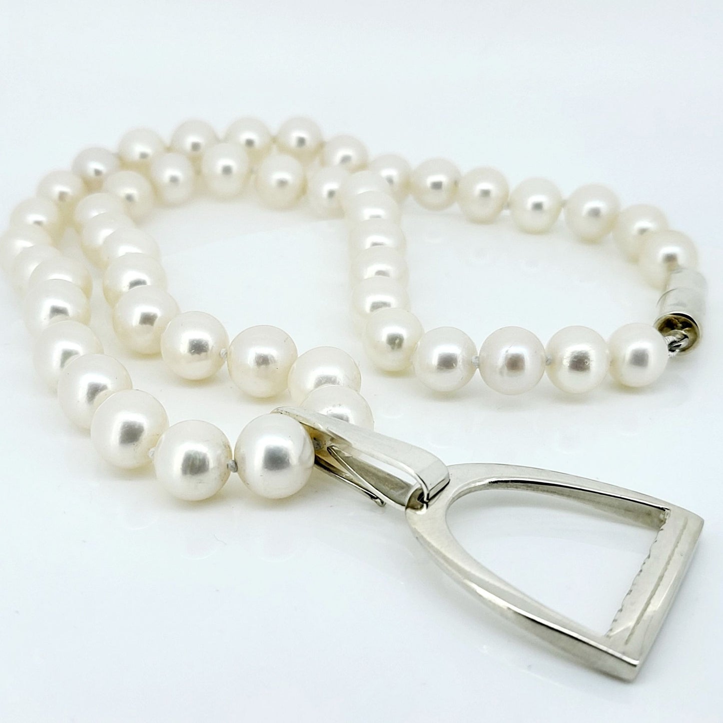 Large Stirrup Pendant & Pearls
