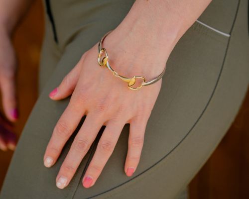 Two Tone Snaffle Bangle - Yellow